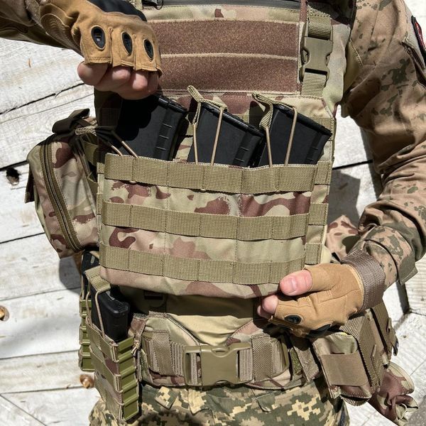 Подсумок тактический открытого типа тройной под магазины АК/AR-15 мультикам 3483848347 фото