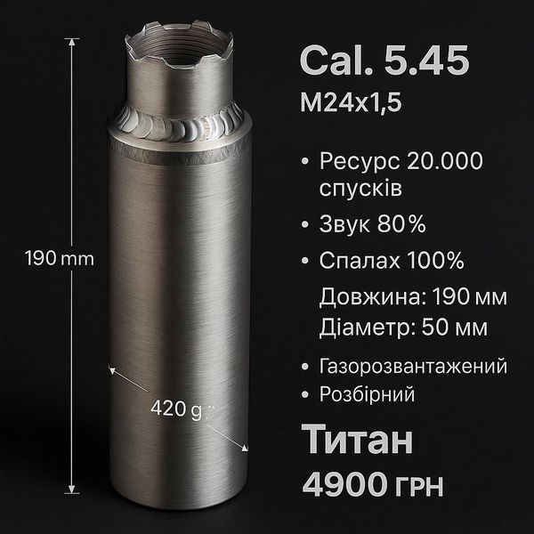 Глушитель разборный титановый (ПБС) калибр 5.45 для АК тут фото