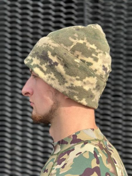 Тактическая теплая флисовая шапка пиксель,шапка для военных пиксель ,теплая зимняя армейская шапка флис