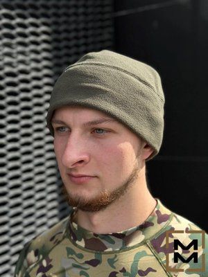 Тактическая теплая флисовая шапка олива,шапка для военных олива ,теплая зимняя армейская шапка флис