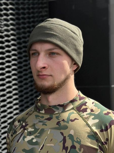 Тактическая теплая флисовая шапка олива,шапка для военных олива ,теплая зимняя армейская шапка флис