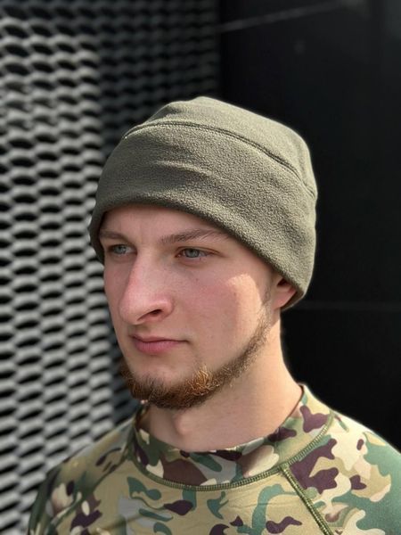 Тактическая теплая флисовая шапка олива,шапка для военных олива ,теплая зимняя армейская шапка флис