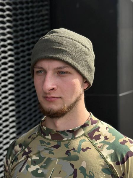 Тактическая теплая флисовая шапка олива,шапка для военных олива ,теплая зимняя армейская шапка флис
