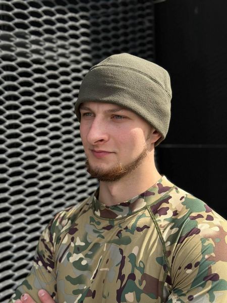 Тактическая теплая флисовая шапка олива,шапка для военных олива ,теплая зимняя армейская шапка флис
